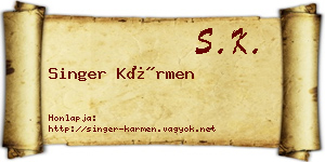 Singer Kármen névjegykártya
